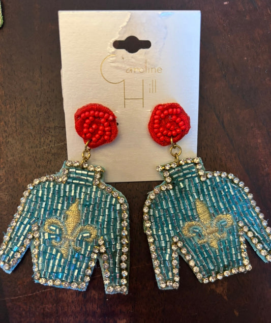 #156 REDUCED! New Derby Keeneland seed bead earrings