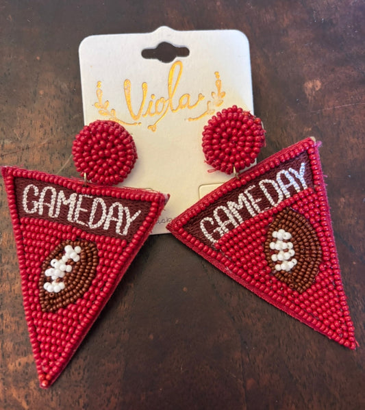 #156 reduced! New seed bead Football game day earrings
