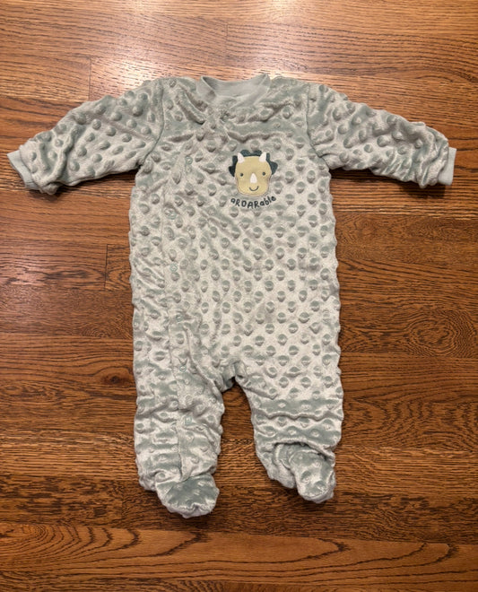 Seller 195 - *REDUCED* Baby Gear Boys Dino Minky One Piece Sleeper Outfit - Size 3-6 Months