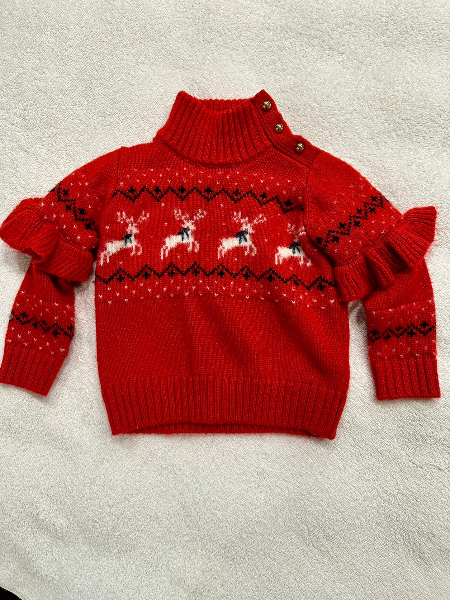 #85 Janie & Jack Reindeer Turtleneck Sweater, Infant girls 12-18m