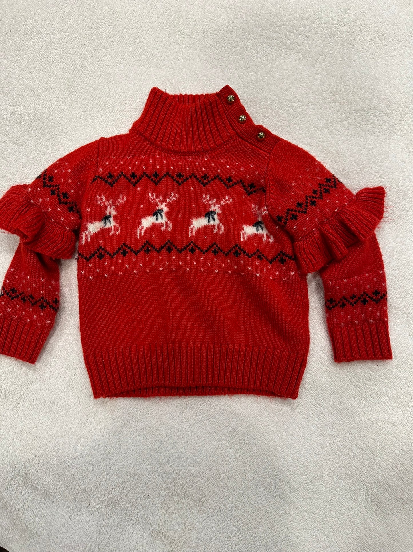 #85 Janie & Jack Reindeer Turtleneck Sweater, Infant girls 12-18m