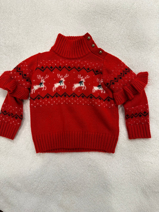 #85 Janie & Jack Reindeer Turtleneck Sweater, Infant girls 12-18m