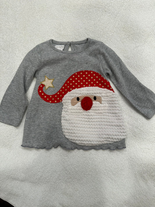 #85 Mudpie Santa Claus Long Sleeve Tshirt, Infant girls 12-18m