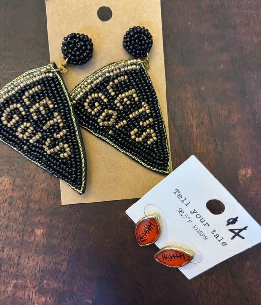 #156 reduced! New gameday football seed bead earrings