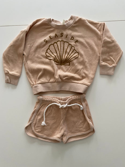#117, Rylee & Cru brown seaside terry cloth set, Girls 24M