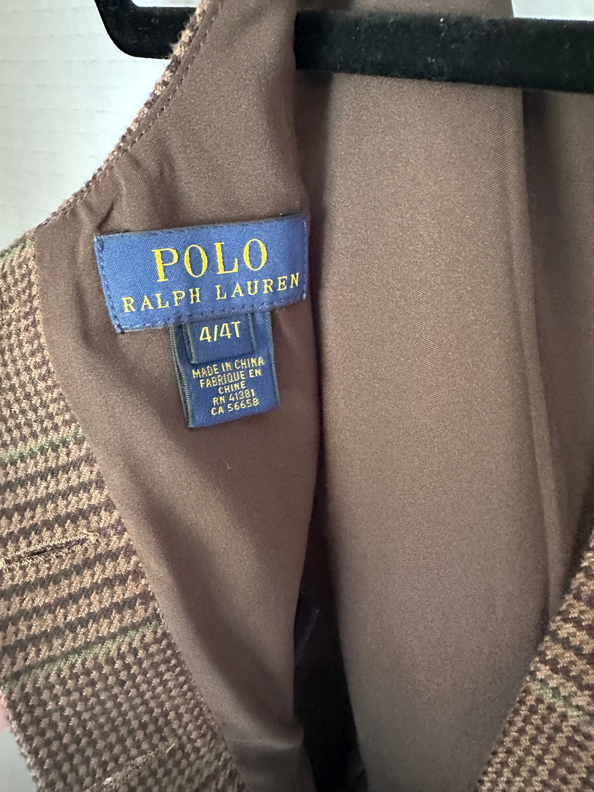 #146 Polo Ralph Lauren Brown Houndstooth Jumper Girls 4T