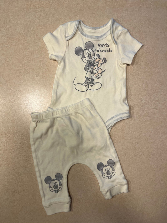 #143 Mickey Onesie and Pants Set 0-3m - REDUCED