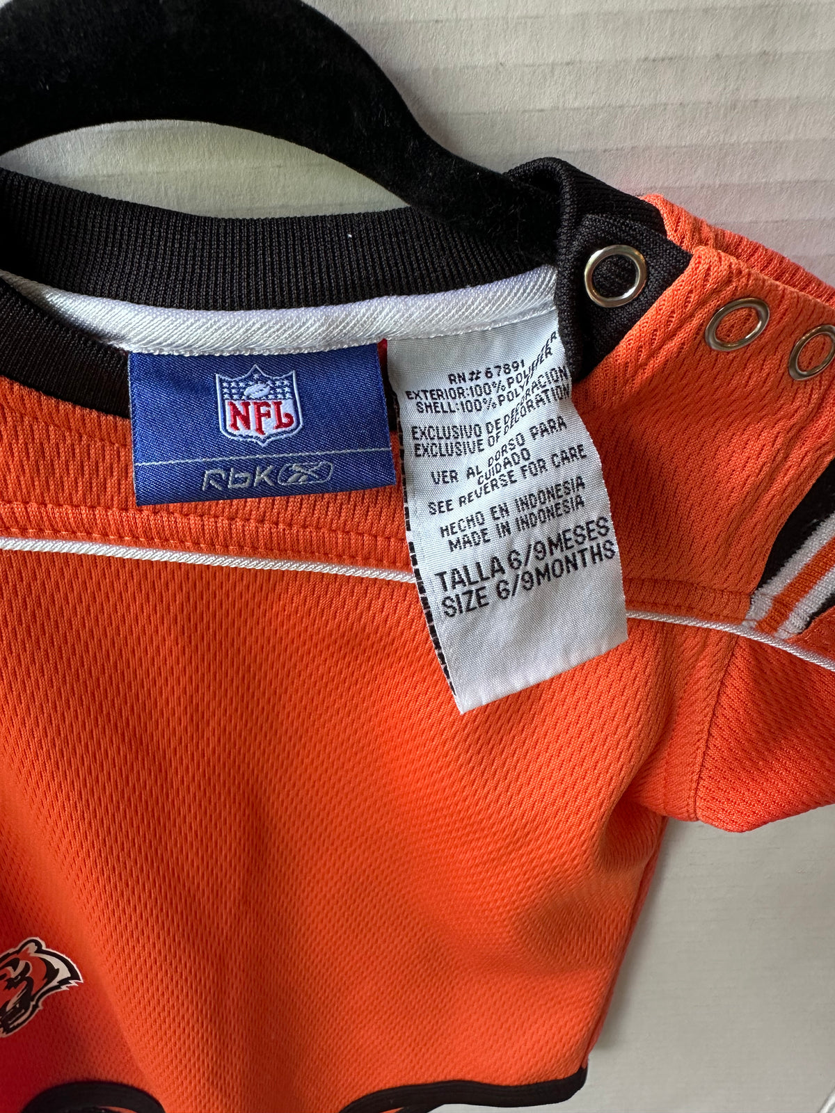#146 Reebok x NFL Bengals Mesh Onesie Gender Neutral 6-9M
