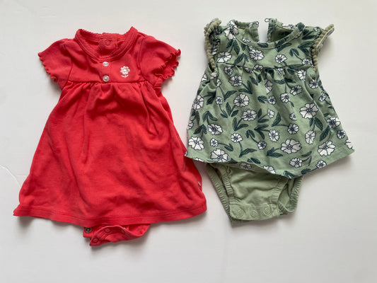 #3 Carters pink & green dress 2-pack girls size NB