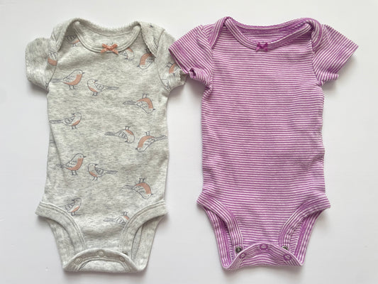 #3 Carters Gray & purple onesie 2- pack girls size NB