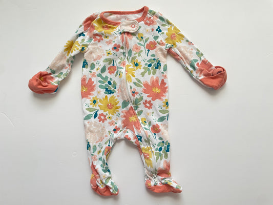 #3 Carters floral footed pajamas girl size NB