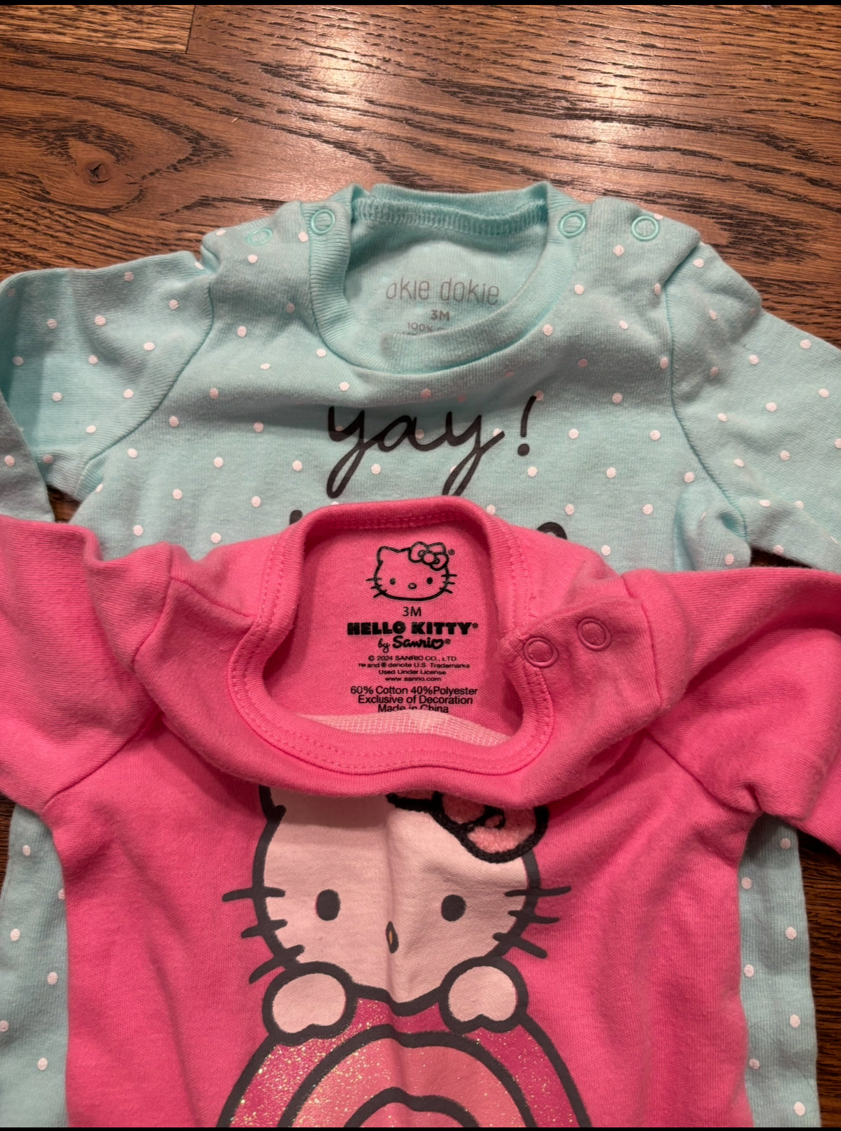 Seller #195 - Bundle of 2 Baby Girl One Piece Footie Outfits - Size 3 Months
