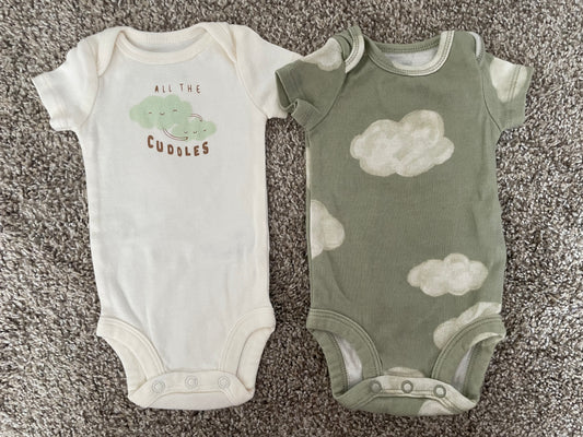 #3 Carters green cloud onesie 2-pack gender neutral size NB