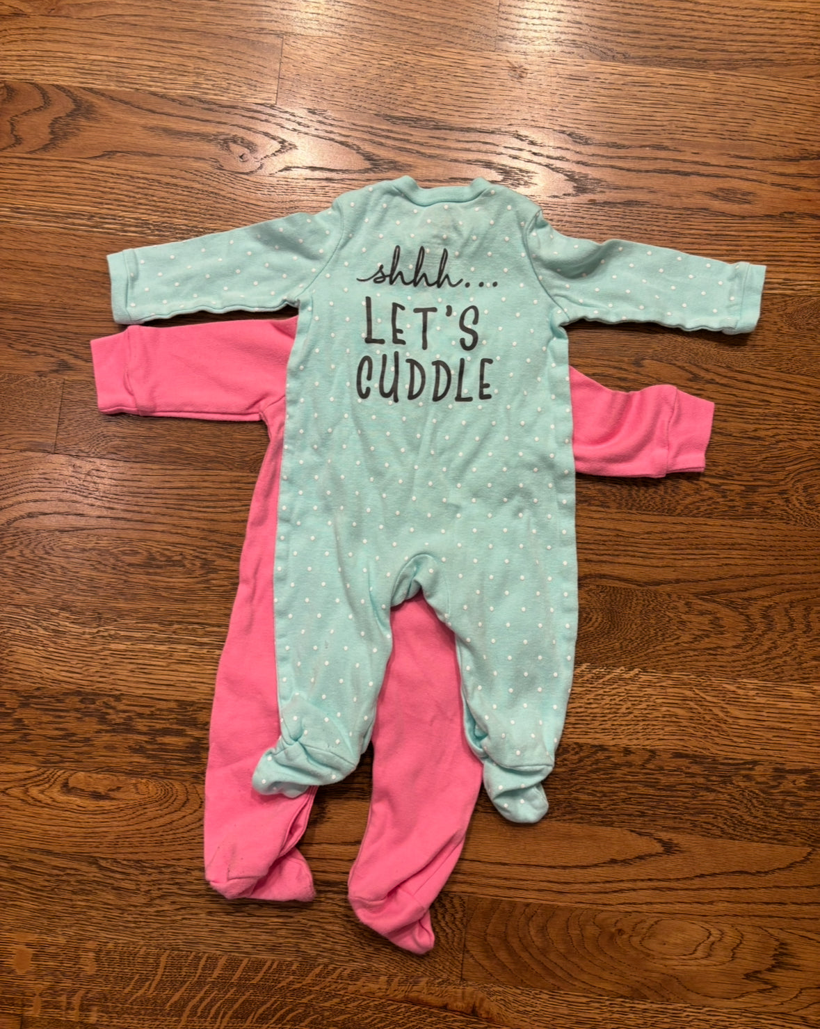Seller #195 - Bundle of 2 Baby Girl One Piece Footie Outfits - Size 3 Months