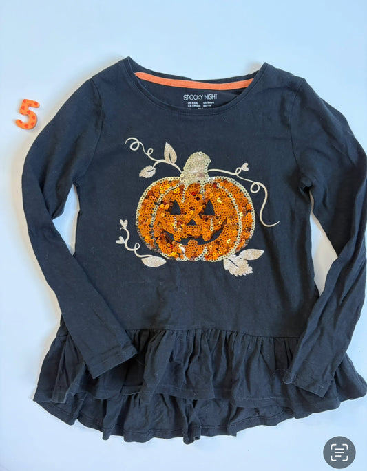 REDUCED #40 Halloween Sequin Shirt Girls 5