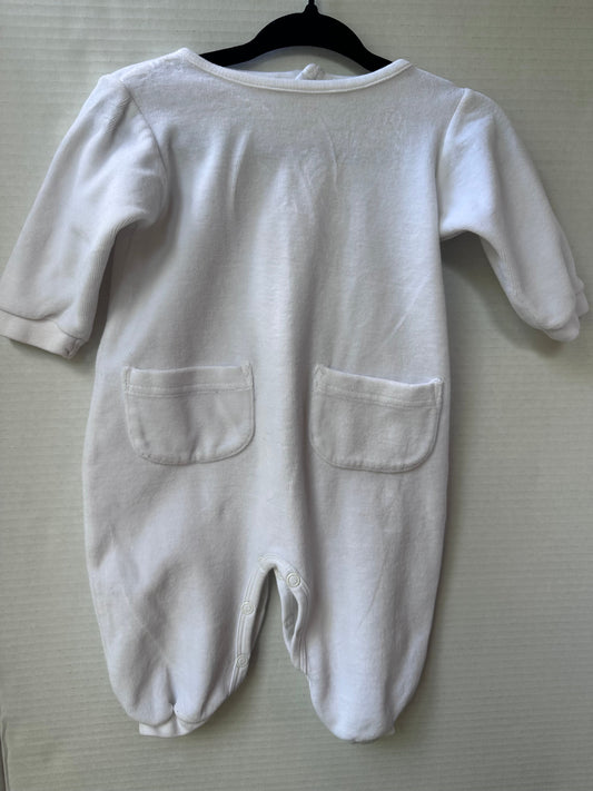 #146 Baby Gap White Velour Romper Gender Neutral 0-3M