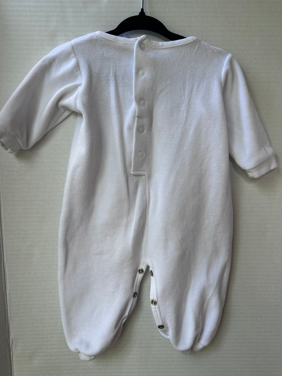 #146 Baby Gap White Velour Romper Gender Neutral 0-3M