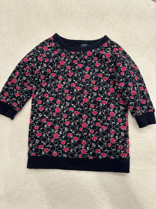 #85 REDUCED Baby Gap Navy + Pink Apple Sweater, Infant Girls 12-18m