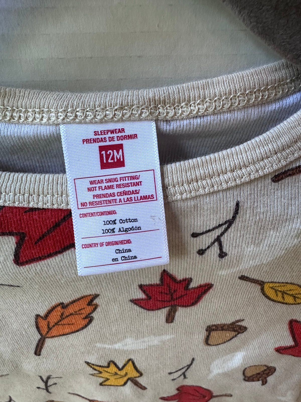 #146 Fall Leaves Pajama Set Gender Neutral 12M