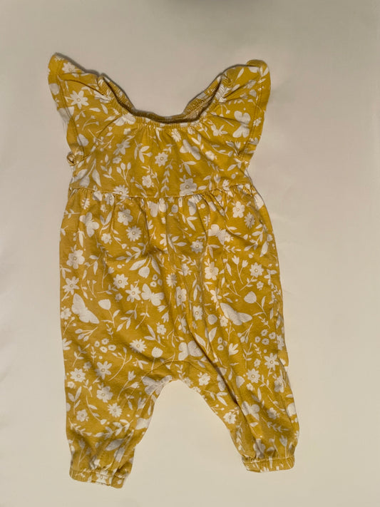 #3 Carters Yellow floral jumpsuit/romper girls size 0-3 mo