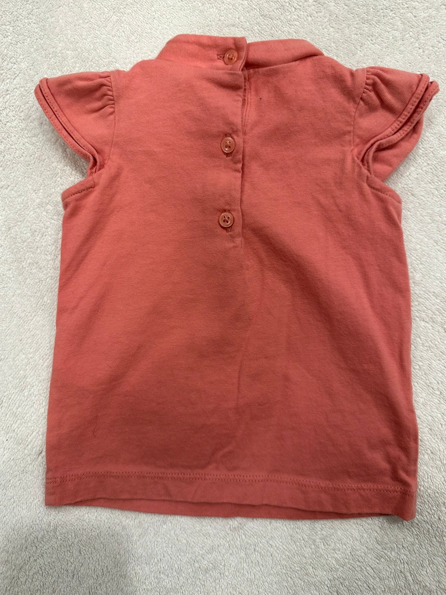 #85 Janie & Jack Coral Pink Flutter Sleeve Top, Infant Girls 12-18m