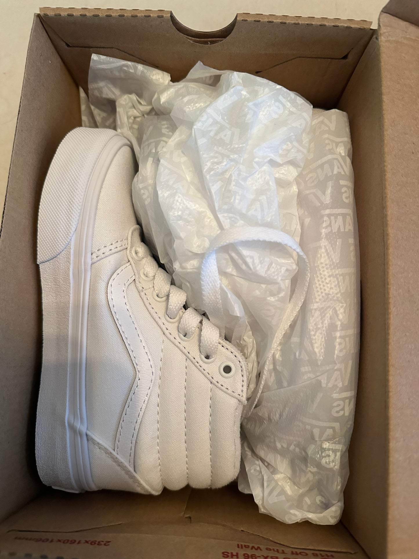 #57 Brand new vans white high tops. Size 10c