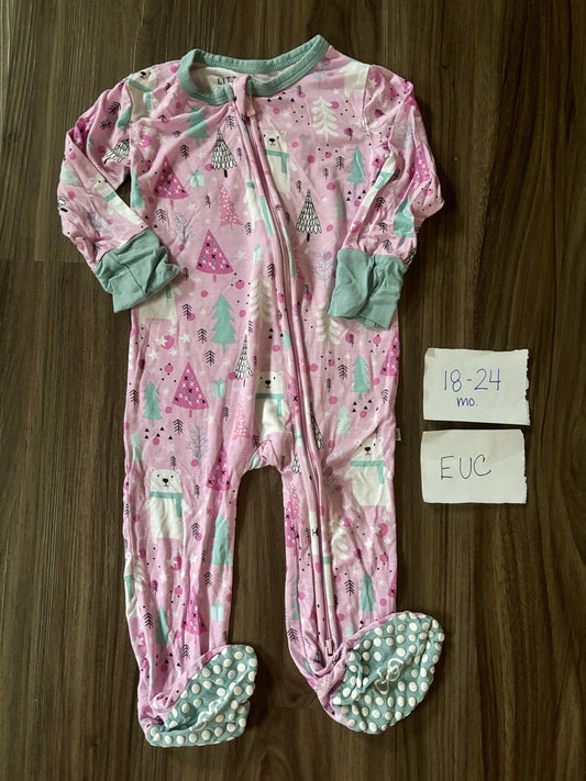 #138 - 18-24 Mo EUC Bamboo (Bums & Roses) Sugar Plum Beary Christmas Zippy