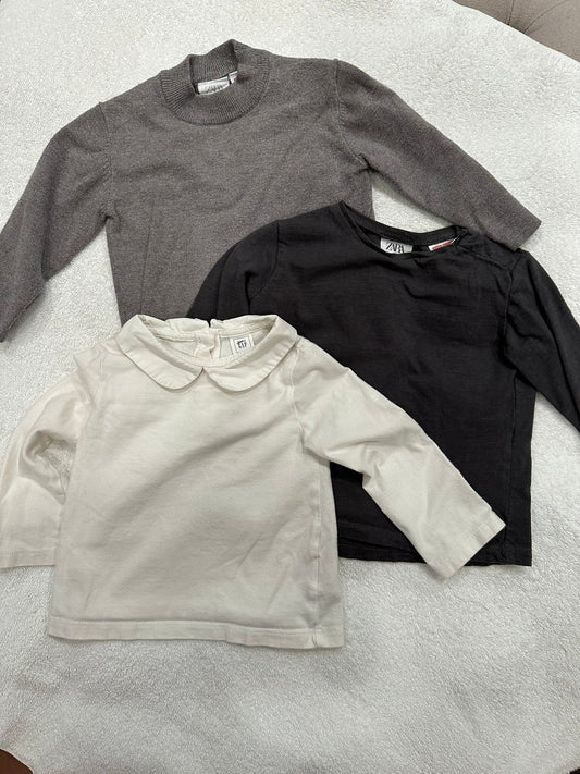 #85 REDUCED Zara, Gap Basic Long Sleeve Shirts, Infant Girls 12-18m