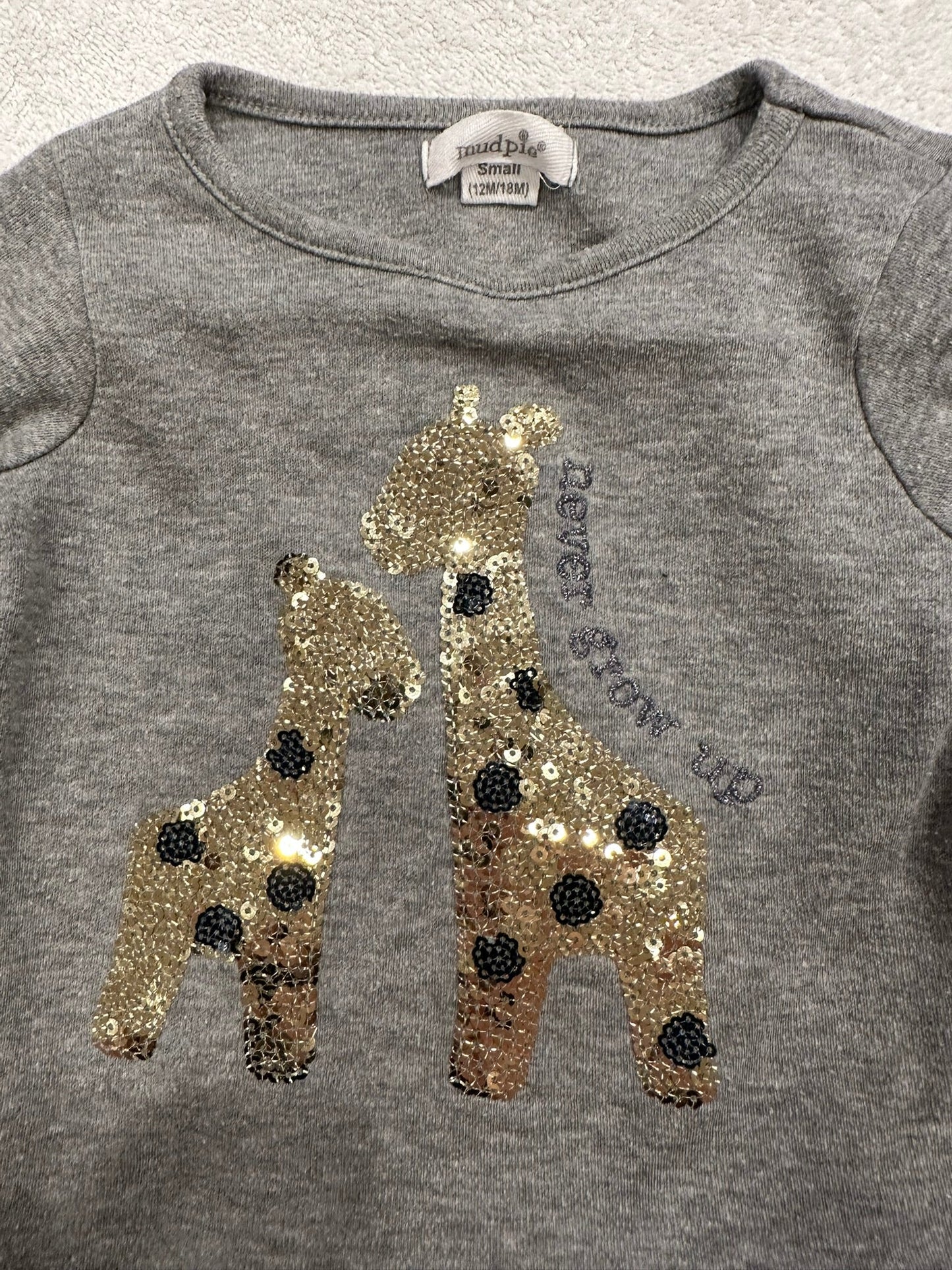 #85 REDUCED Mudpie Giraffe Never Grow Up Sweater, Infant Girls 12-18m
