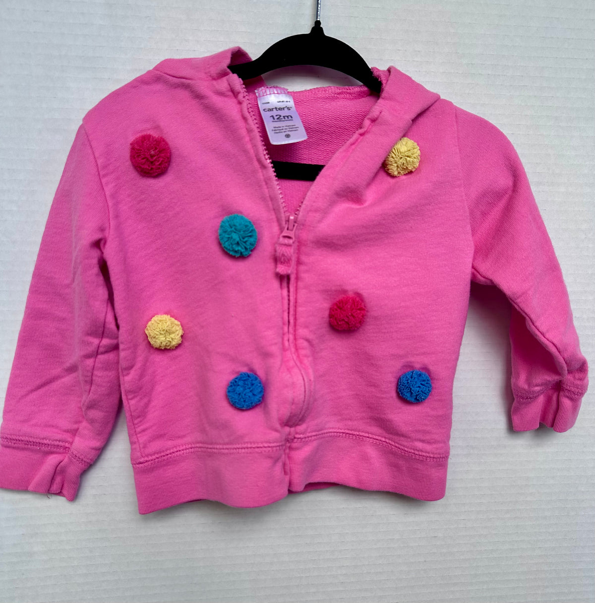 #146 Carter’s Pink Pom Pom Full Zip Hoodie Girls 12M