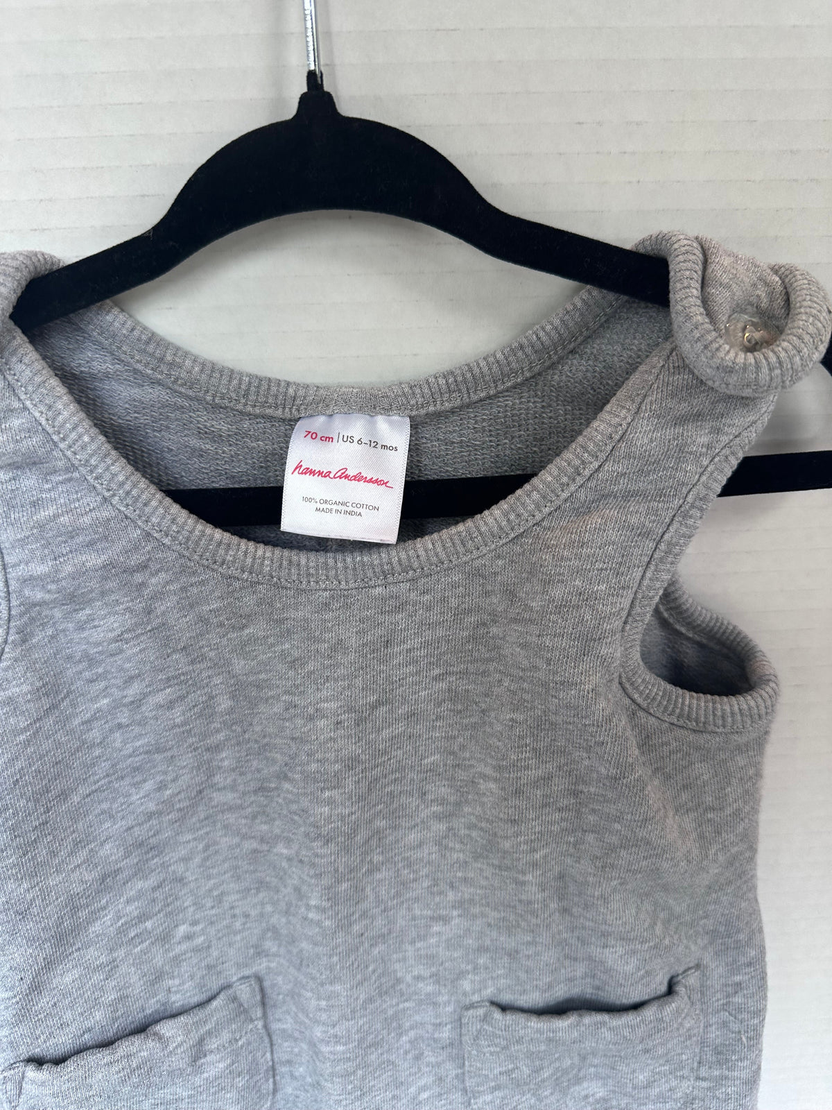 #146 Hanna Andersson Gray Romper Gender Neutral 12M