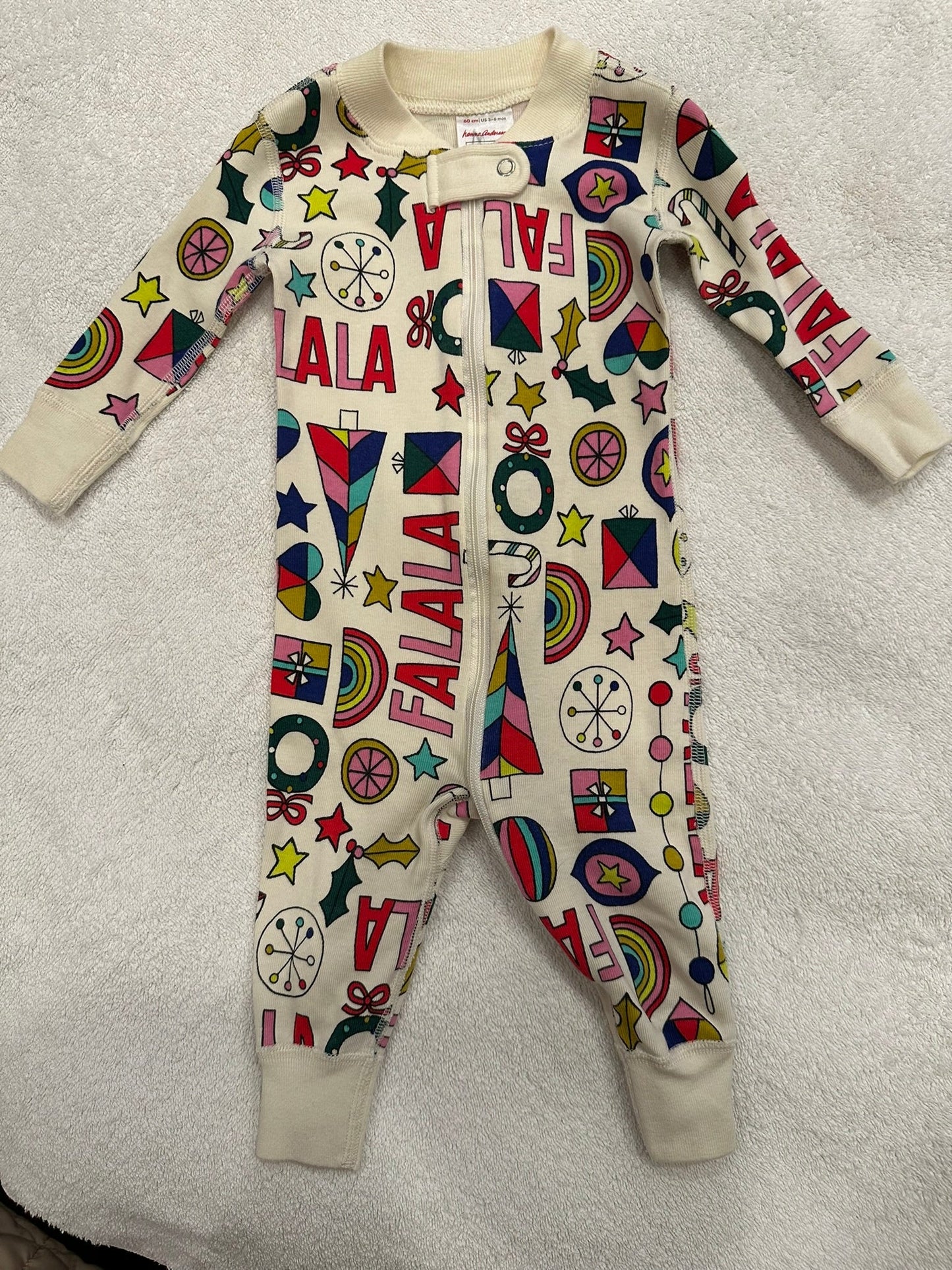 #85 REDUCED Hanna Andersson FaLaLa Christmas Jammies, Infant Girls 60 = 3-6m