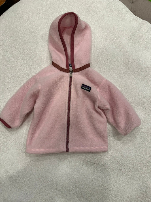 #85 REDUCED Patagonia Fleece Light Pink with Maroon Edging, Infant Girls 3m