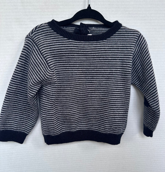 #146 Jacadi Paris Gray Black Striped Sweater Boys 18M