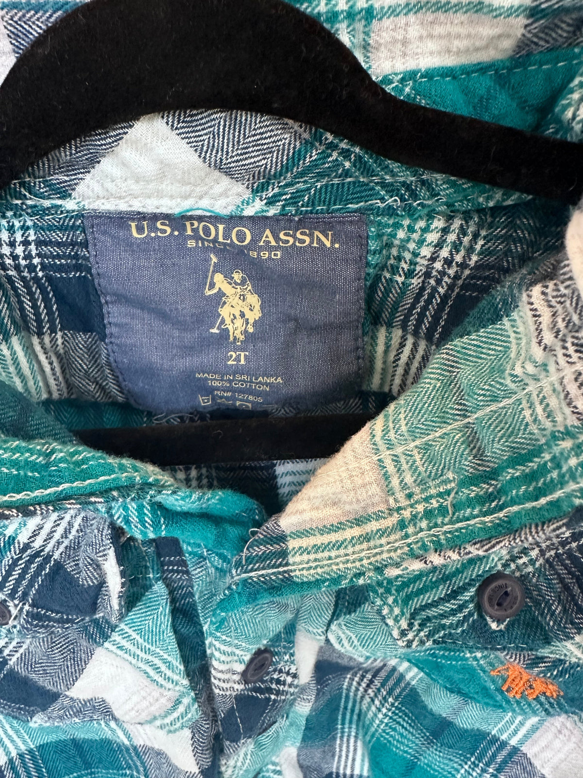 #146 US Polo Assn Flannel Button-up Boys 2T