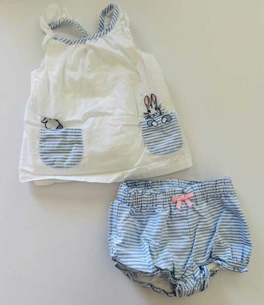 REDUCED # 92 Girls Peter rabbit summer outfit 6-12 month