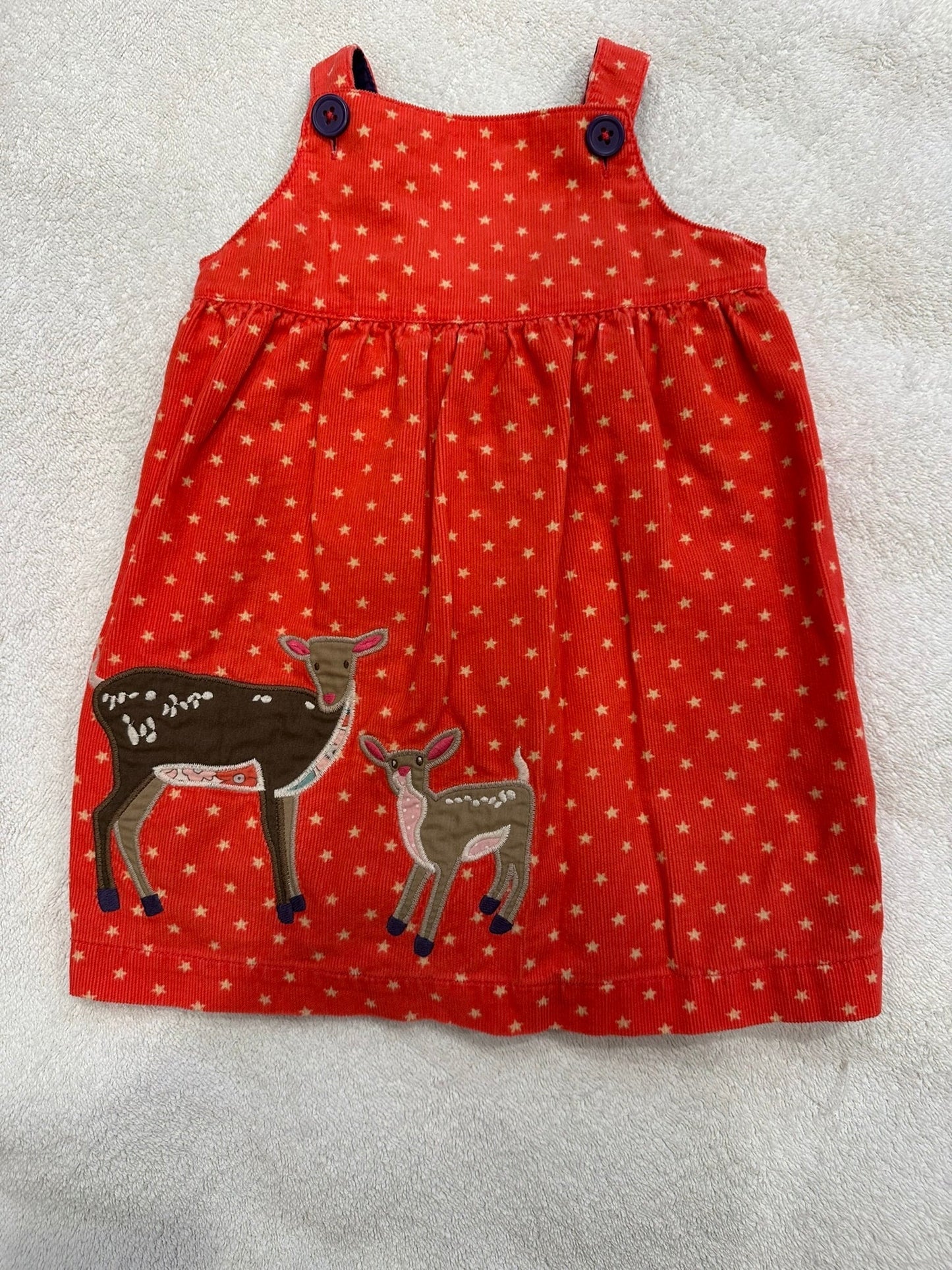 #85 REDUCED Baby Boden Deer Corduroy Jumper Dress, Infant Girls 12-18m