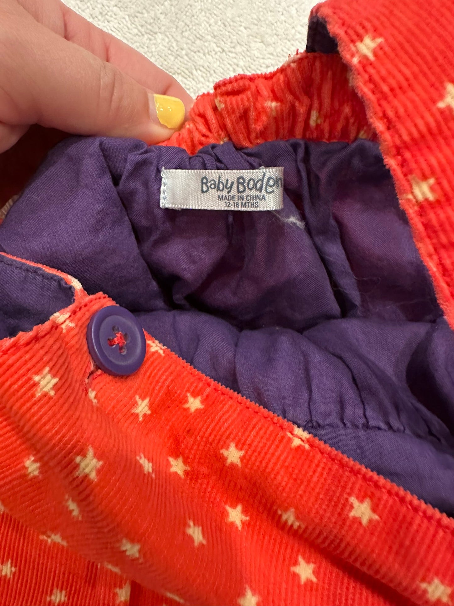 #85 REDUCED Baby Boden Deer Corduroy Jumper Dress, Infant Girls 12-18m
