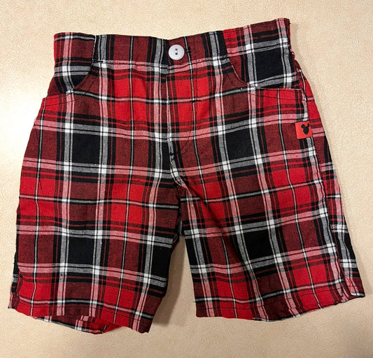 #143 Disney Mickey Red Plaid Shorts Boys 18m