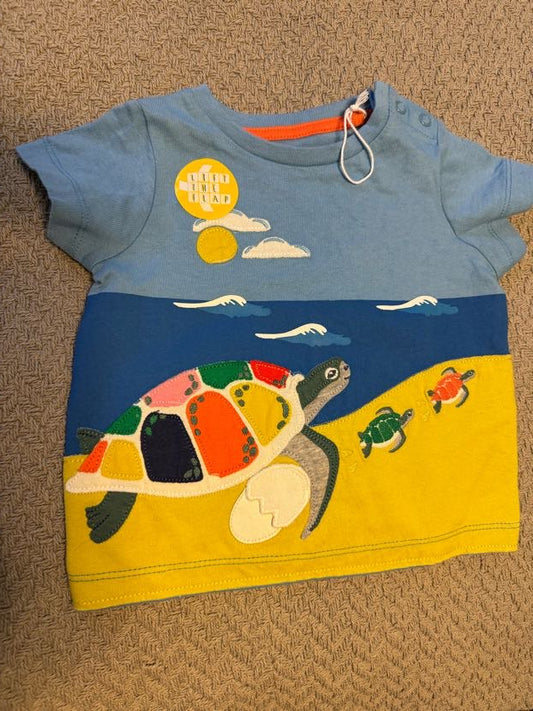 New With Tags Baby Boden Sea Turtle Lift The Flap T-shirt, Size 6-9M