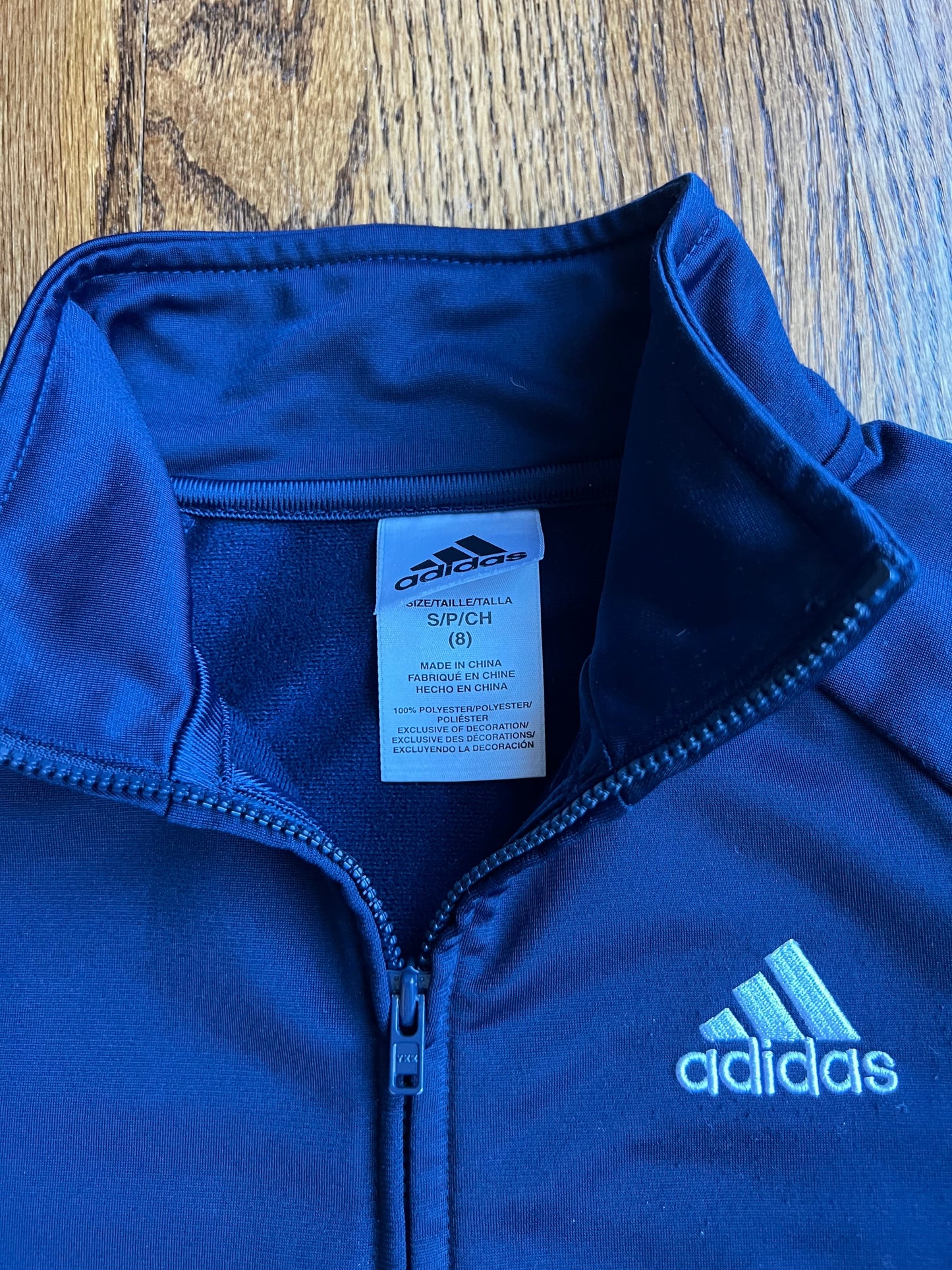 Seller #115 - REDUCED - Adidas Boys Small (8) Navy Blue Zip Up Athletic Jacket, EUC