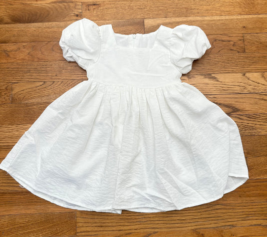#65 Girls 24m White Puff Sleeve Dress