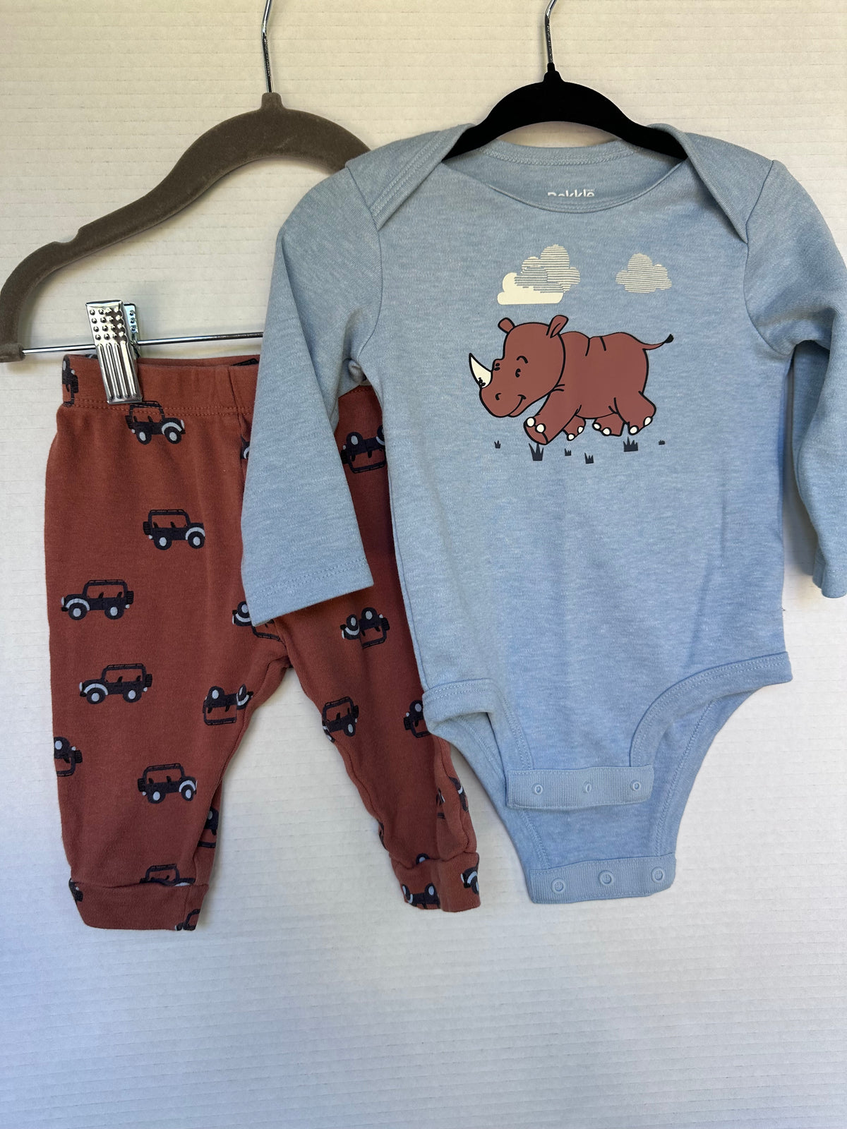 #146 Pekkle Blue Brown Rhino Set Boys 6M