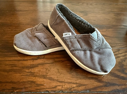 #180 Girls Shoe 9 Gray Corduroy Toms Loafers