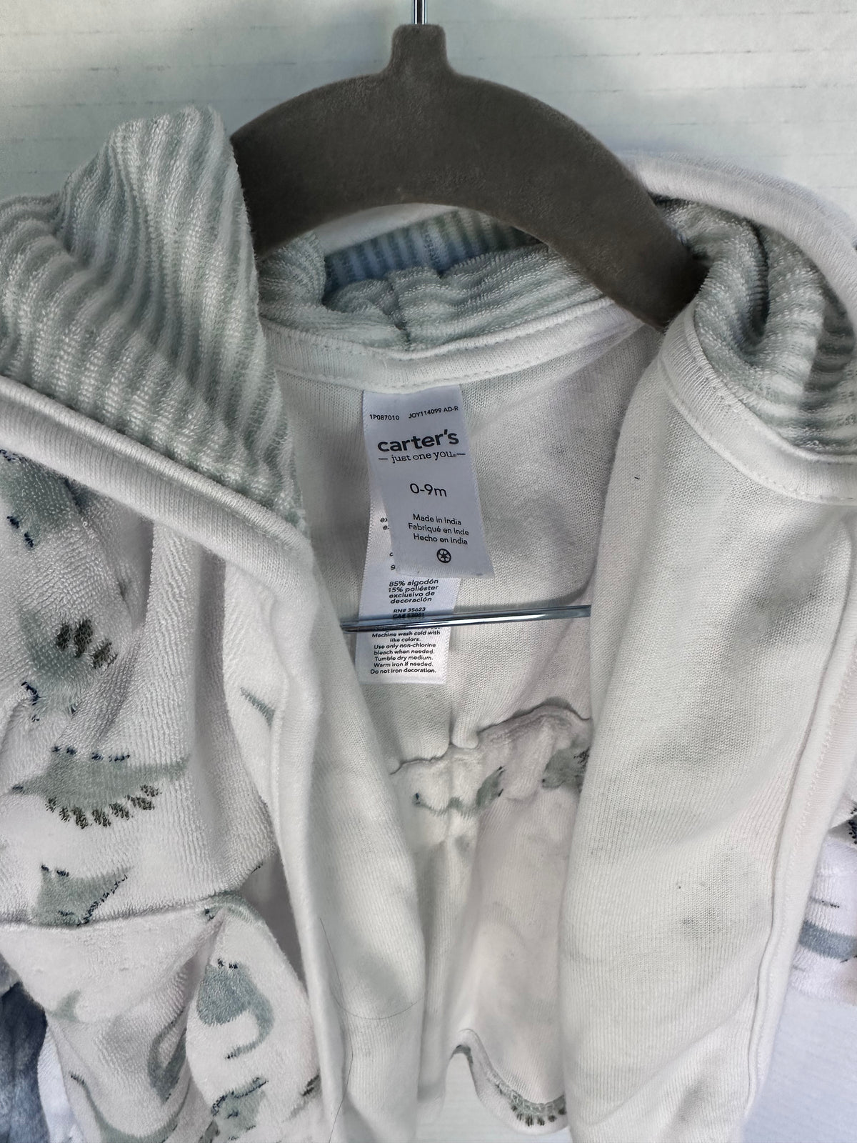 #146 Carter’s Dino + Modern Baby Shark Robes Boys 0-9M