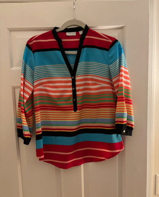 Seller #195 - New York & Company Women’s Multi Colored Striped Shirt - Size Small