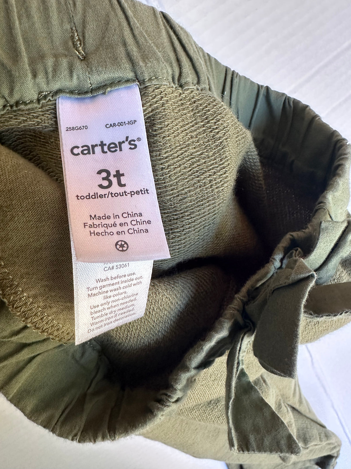 #146 Carter’s Olive Green Pants Girls 3T