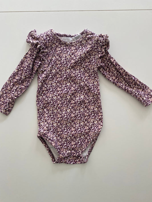#117, Girls 2T, Jamie Kay plum floral onesie, EUC