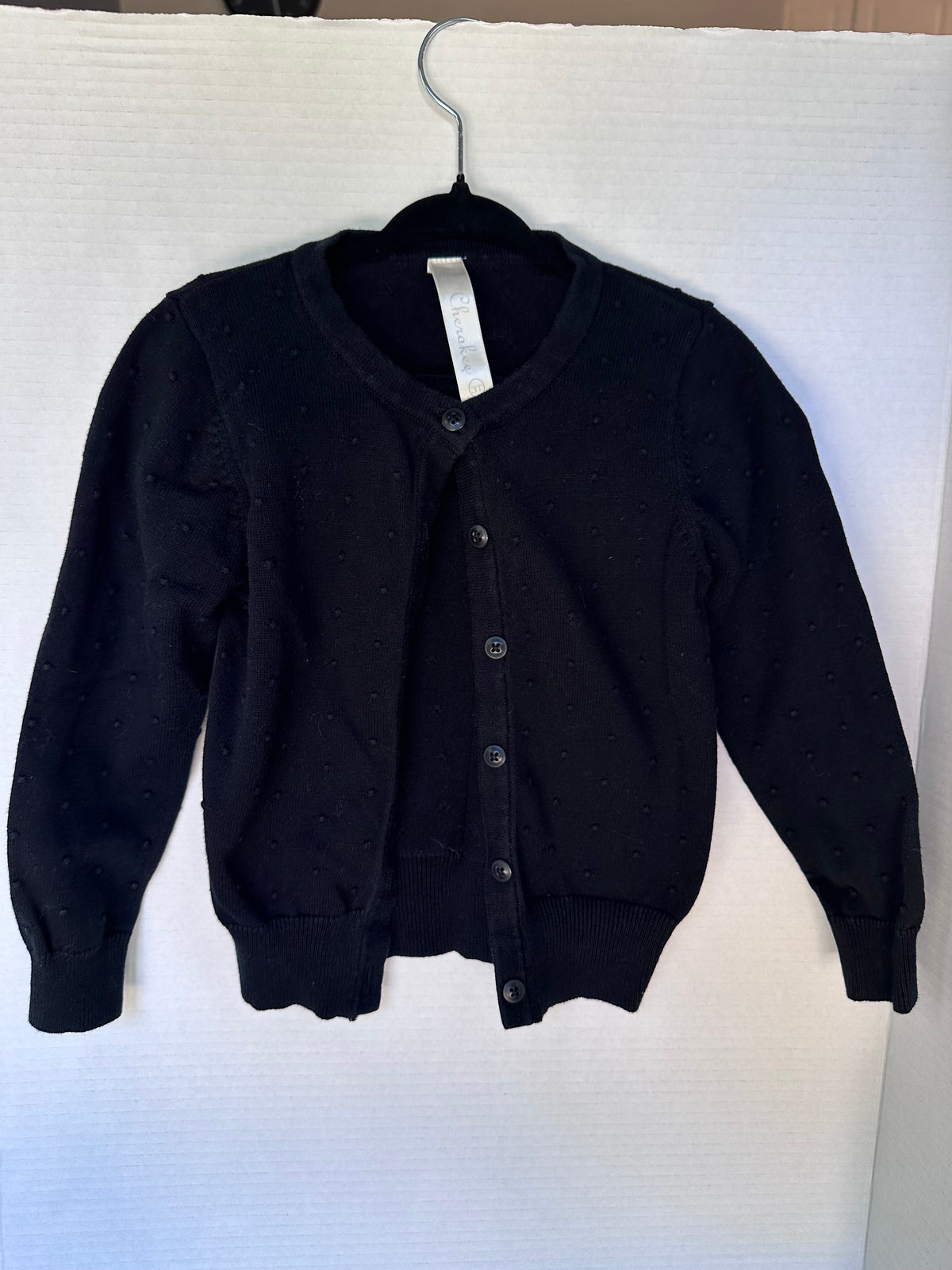 #146 Cherokee Black Swiss Dot Cardigan Girls 3T