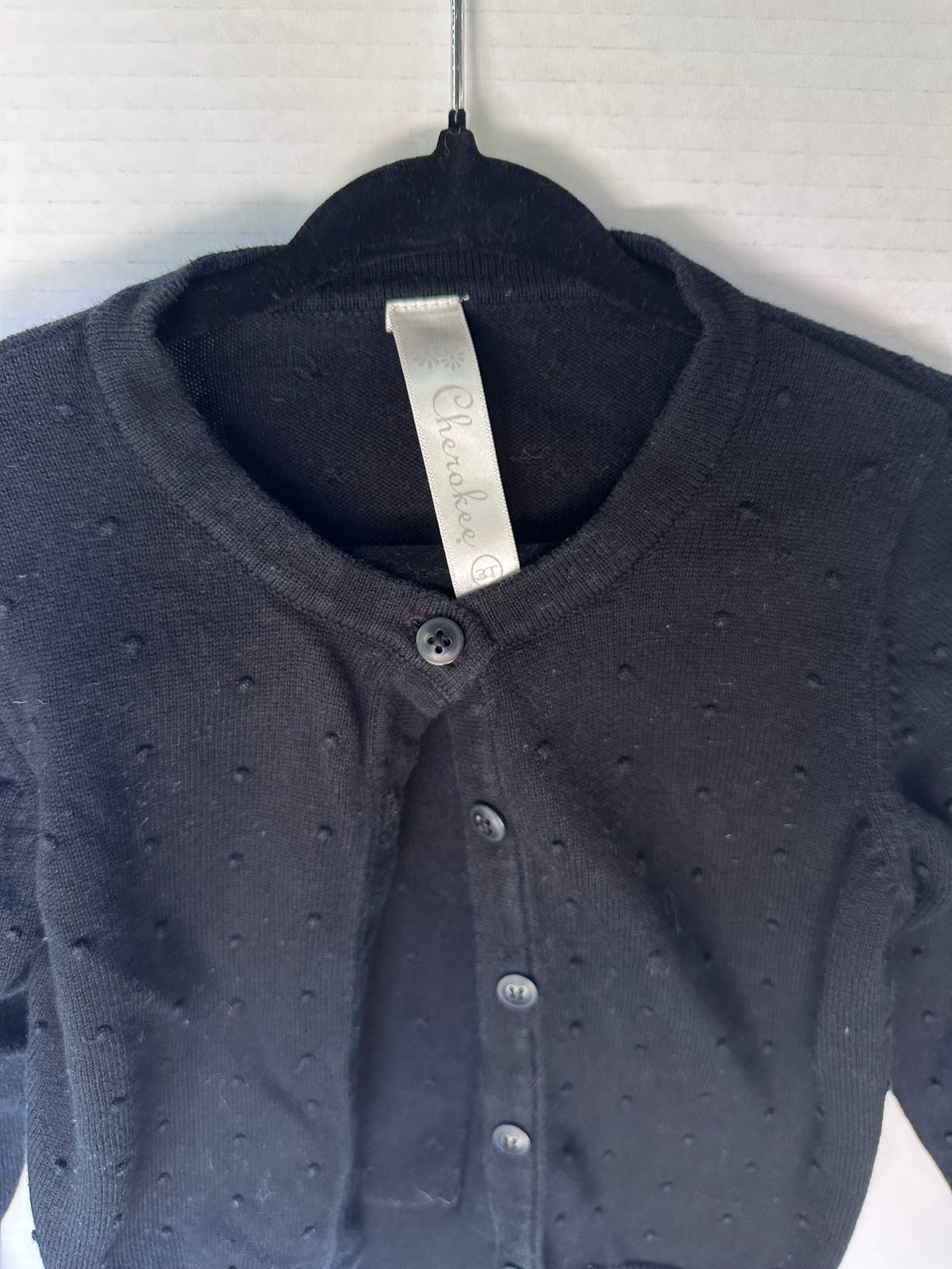 #146 Cherokee Black Swiss Dot Cardigan Girls 3T